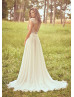 Cap Sleeve Beaded Ivory Lace Chiffon Wedding Dress